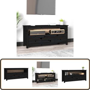 vidaXL Tv-meubel - Massief Grenenhout - Zwart Tv Meubel - Landelijke Stijl - Grenenhout - Zwarte Tv Kast - Houten Tv Stand