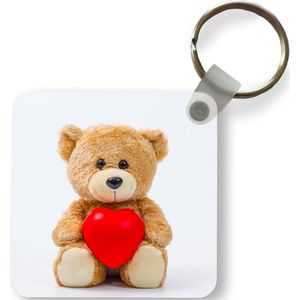 Sleutelhanger - Een knuffelbeertje voor valentijn - Plastic - Rond - Uitdeelcadeautjes