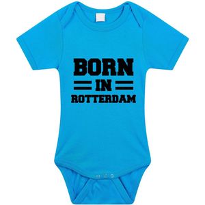 Born in Rotterdam tekst baby rompertje blauw jongens - Kraamcadeau - Rotterdam geboren cadeau 92