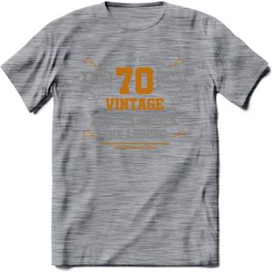 70 Jaar Legend T-Shirt | Goud - Zilver | Grappig Verjaardag Cadeau | Dames - Heren | - Donker Grijs - Gemaleerd - XL