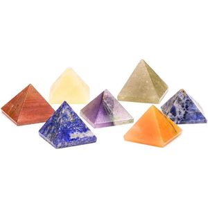 Edelstenen SET 7 chakra piramide stenen - 2x2 - Fluweel - Edelsteen - S