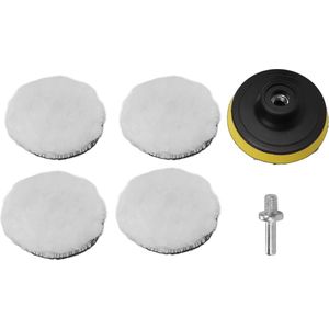 Wol Polijsten Pad Kit - 6 stks 3 Inch - Imitatie Wol - Met Boor Adapter - Auto Buffer Polijstmachine .