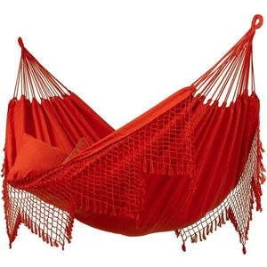 Hangmat Tweepersoons 'Sublime' Red (Rood) | Bijpasende opbergtas | 180 KG | Handgemaakt in Brazilië | 1% For The Planet | Tropilex