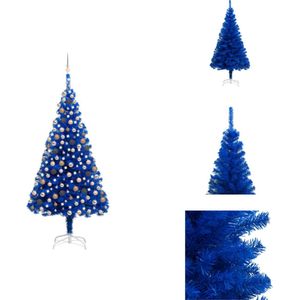 vidaXL Kunstkerstboom - Kerstverlichting - Blauw - 240 cm - PVC - LED-verlichting - Decoratieve kerstboom