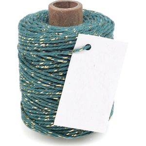 Cotton Cord Lurex/ Katoen touw 50 meter groen/goud ø2mm