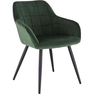 Bolt Edge Eetkamerstoel - Velvet Groen - Fauteuil - Met armleuning - Set van 1