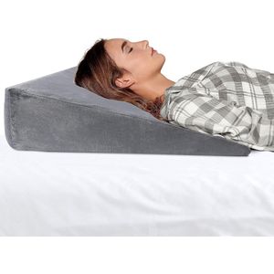 Wigkussen voor bed, matraswig matrasverhoging voor Reflux & Gerds - vaste rugsteun van vormstabiel traagschuim, leeskussen met overtrek wasbaar (donkergrijs)