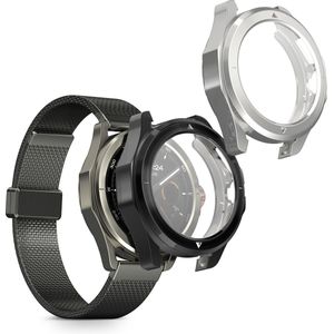 kwmobile 2x smartwatch hoes geschikt voor Xiaomi Watch S4 Sport hoesje - Siliconen sporthorloge cover - Activity tracker case in zwart / zilver