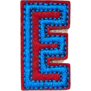 Alfabet Letter Strijk Embleem Patch Rood Blauw Letter E / 2 cm / 3.4 cm