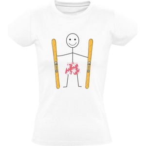 Ski Zwembroek Dames T-shirt  | Skivakantie | Ski | Apres-ski | Winter | Wintersport | Zomer | Zwemmen | Vakantie | Shirt