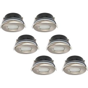 Groenovatie Inbouwspot - Rond - Waterdicht IP54 - Satijn - MR16 Fitting - Ø 82mm - 6-Pack