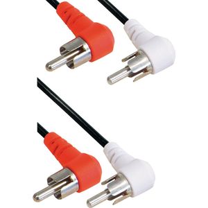 Powteq - 1.5 meter premium composiet audio kabel - 2 kanten haakse stekkers - 2 x RCA / 2x tulp - Stereo audio