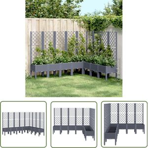 The Living Store Plantenbak met latwerk 200x160x142 cm polypropeen grijs - Plantenbak - Klimmende Planten - Tuingereedschap - Buitenleven - Balkon Decoratie