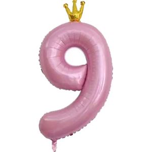 Roze Ballon 9st Jaar Verjaardagsfeestje Decoratie Kroon Kid Party Bruiloft Ballen Baby Shower Speelgoed Gift Folie Ballon globos-40 inch