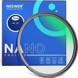 Neewer® - 72mm MC UV-Beschermingsfilter - 24 Lagen, Multi-Resistente Nano-Coatings, HD Optisch Glas, Waterbestendig, Krasbestendig, Ultradun Aluminiumlegering Frame/Ultraviolet Filter