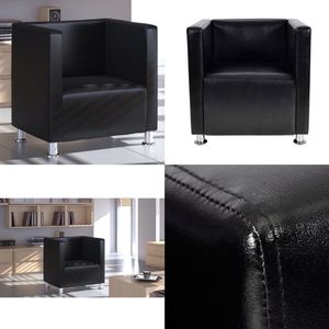 vidaXL Fauteuil kubus kunstleer zwart - Fauteuil - Fauteuils - Stoel - Stoelen