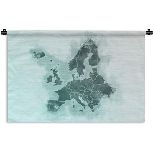 Wandkleed EuropakaartenKerst illustraties - Europakaart in blauwe en paarse tinten Wandkleed katoen 180x120 cm - Wandtapijt met foto XXL / Groot formaat!