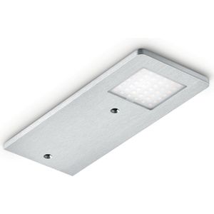Menta LED Keukenverlichting Onderbouw-/nislamp, set-5 Onderbouwlamp. Kast van aluminium, 6 mm, roestvrij staalkleurig verlichting