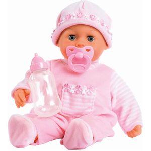 Bayer Piccolina - Eerste Woordjes - Babypop - Zacht Rose met Bloemetjes - 38cm - 10M+ - 24 Babygeluiden