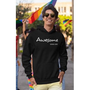 2002 Verjaardagscadeau heren - Zwarte Hoodie heren met capuchon M - Awesome - Hoodies