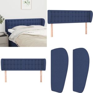 vidaXL Hoofdbord met randen 147x23x78/88 cm stof blauw - Hoofdbord - Hoofdborden - Hoofdeinde - Houten Hoofdbord
