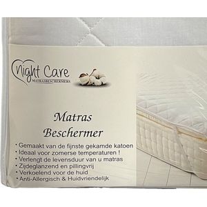 Night Care Matrasbeschermer 80x200cm - 100% Percal Katoen - Anti-Allergisch - Wit