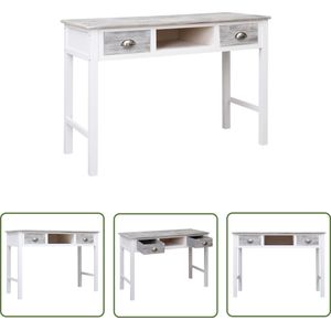The Living Store Schrijftafel 110x45x76 cm hout grijs - Klassieke Bureaus - Houten Bureaus - Grijze Bureaus - Bureaublad - Home Office Meubilair