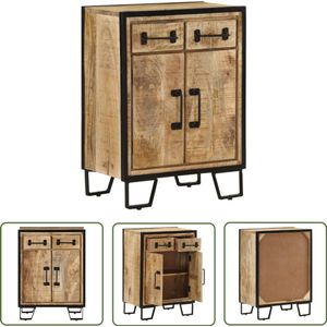 The Living Store Dressoir met 2 lades 53x31x72 cm massief mangohout en ijzer - Dressoir - Houten Dressoir - Mango Wood Furniture - Vintage Dressoir - Salontafel