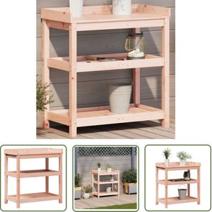 The Living Store Houten Tuinwerktafel - 82.5 x 45 x 86.5 cm - Massief douglashout Houten Tuinwerktafel - Douglas Hout - Plantentafel - Opslagkast - Balkon Tafel - Terrastable