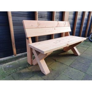 Tuinbank met houten X-poot- Douglas hout- compleet gemonteerd- 140 lang