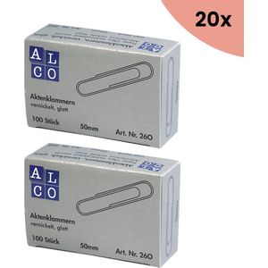 20x Paperclips Alco 50mm doos a 100 stuks