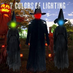 Halloween heksen decoraties - 3 STKS stem tovenaar - zeven kleur variabele - gloeiende horror spook rekwisieten - buiten hand in hand heksen - render sfeer