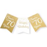 Paperdreams Vlaggenlijn 70 jaar - verjaardag slinger - karton - wit/goud - 600 cm