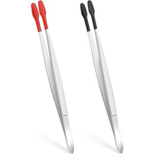 2 stuks pincetten met rubberen punten - platte antislip pincetten voor laboratoriumsieraden doe-het-zelf maken postzegels munten