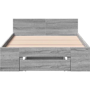 vidaXL - Bedframe - met - lade - bewerkt - hout - grijs - sonoma - eiken - 90x200 - cm