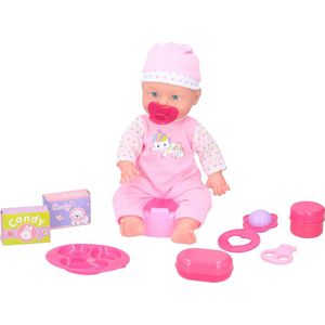 My Baby & Me Babypop 10-Delige Set - Incl. Speen, Bijtring, Potje, Créme Potje, Snoepdoosjes, Bordje, Zeepbakje en Rammelaar - Polyester - Roze/Paars