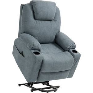 HOMCOM - Relaxfauteuil - Sta-op-functie - Bekerhouder - Donkergrijs