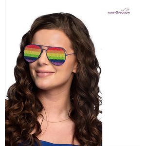 12x Party bril piloten EAN: 8720823880901 festival thema feest uitdeel fun rainbow