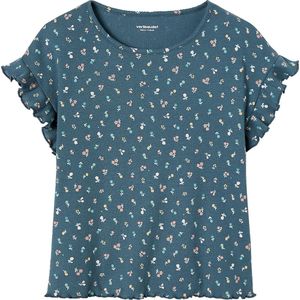 Vertbaudet Geribd meisjes-T-shirt met bloemenprint