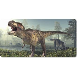 Muismat XXL - Bureau onderlegger - Bureau mat - Dino - Gras - Tekening - Kinderen - Jongens - 80x40 cm - XXL muismat
