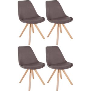 CLP Sofia Set van 4 Eetkamerstoelen - Zonder armleuning - Stof - taupe natura (vierkant)