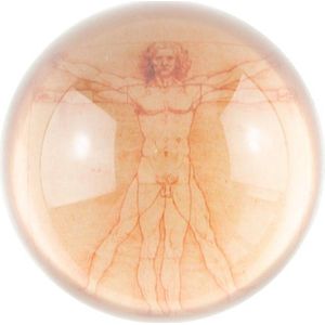 Glazen bolle presse papier, Leonardo Da Vinci, Mens van Vitruvius