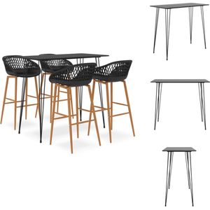 vidaXL Bartafel - Barset - 120 x 60 x 105 cm - Zwart - MDF - Metaal - 4 Barkrukken - Set tafel en stoelen