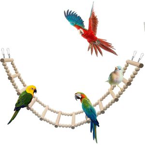 Houten klimspeelgoed voor kleine dieren - Vogelladder en accessoires voor vogelkooi met papegaaien, parkieten, hamsters en ratten