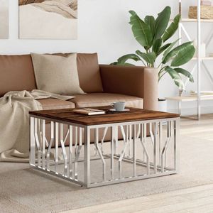 vidaXL Salontafel - Roestvrij Staal en Gerecycled Hout Salontafel - Salontafels - Bijzettafel - Banktafel