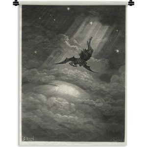 Wandkleed Mythische Illustraties - Mythische illustratie bij het gedicht Paradise Lost Wandkleed katoen 60x80 cm - Wandtapijt met foto