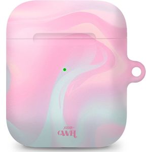 xoxo Wildhearts hoesje geschikt voor Airpods 1/2 - Marble Sugar Rush - Ook als telefoonhoesje verkrijgbaar - schokbestendige case geschikt voor Airpod 1 en 2 - koptelefoon case - Beschermhoes met marmerprint - marmer look - roze