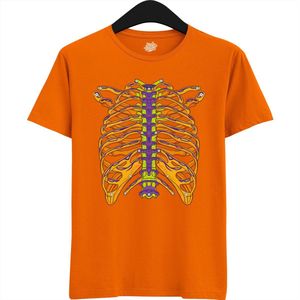 Cyborg Bones - Halloween Ribbenkast Dames / Heren Unisex T-shirt - Grappig Kostuum Shirt Idee Voor Volwassenen - T-Shirt - Unisex - Oranje - Maat S
