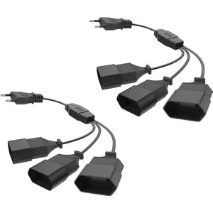 EU geaarde verlengkabel - 2 stuks - 3-in-1 stekkeradapter - 25 A/250 V - flexibele kabel - Euro converter-bus - meervoudige stekkerdoos-uitbreidingen - computer tv pc telefoon