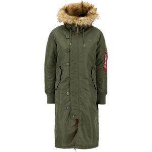 Alpha Industries Long Fishtail Jas Groen L Vrouw